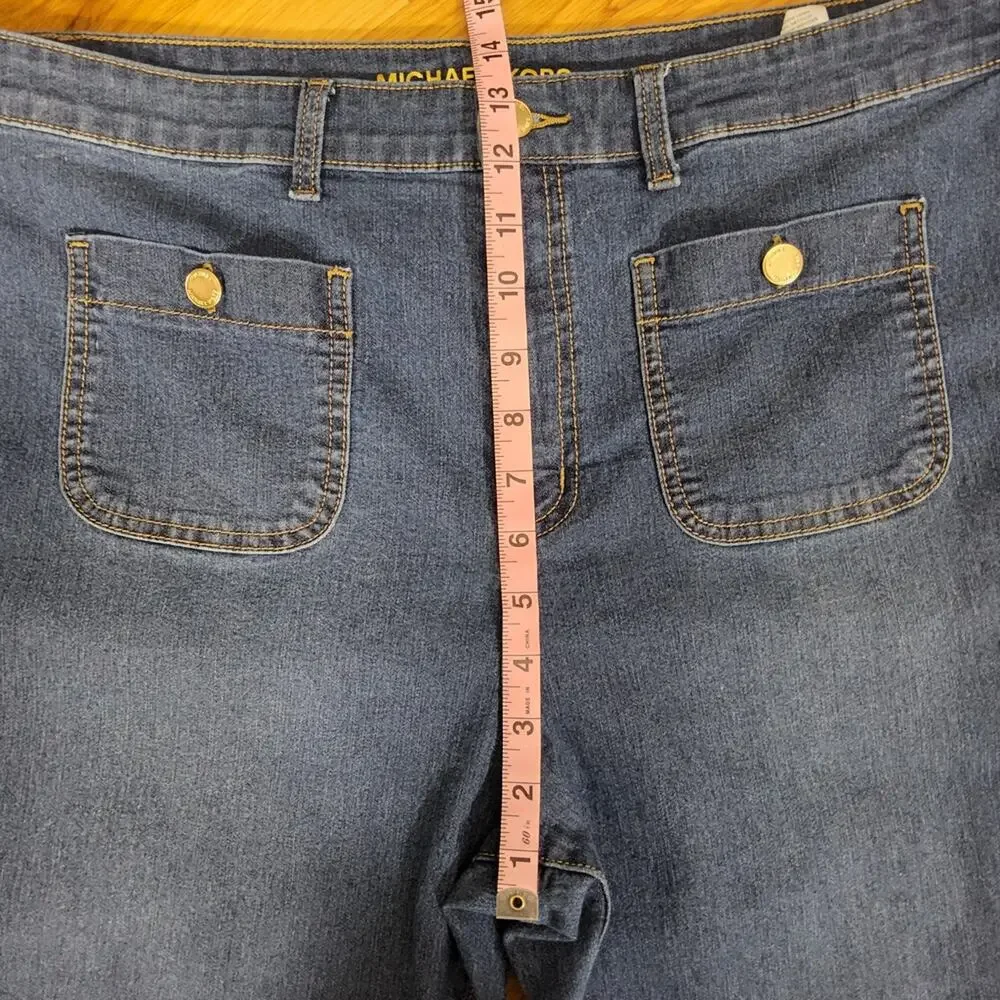 Michael Kors High Rise Relaxed Straight Leg Women’s 16 Blue Denim Utility Pocket